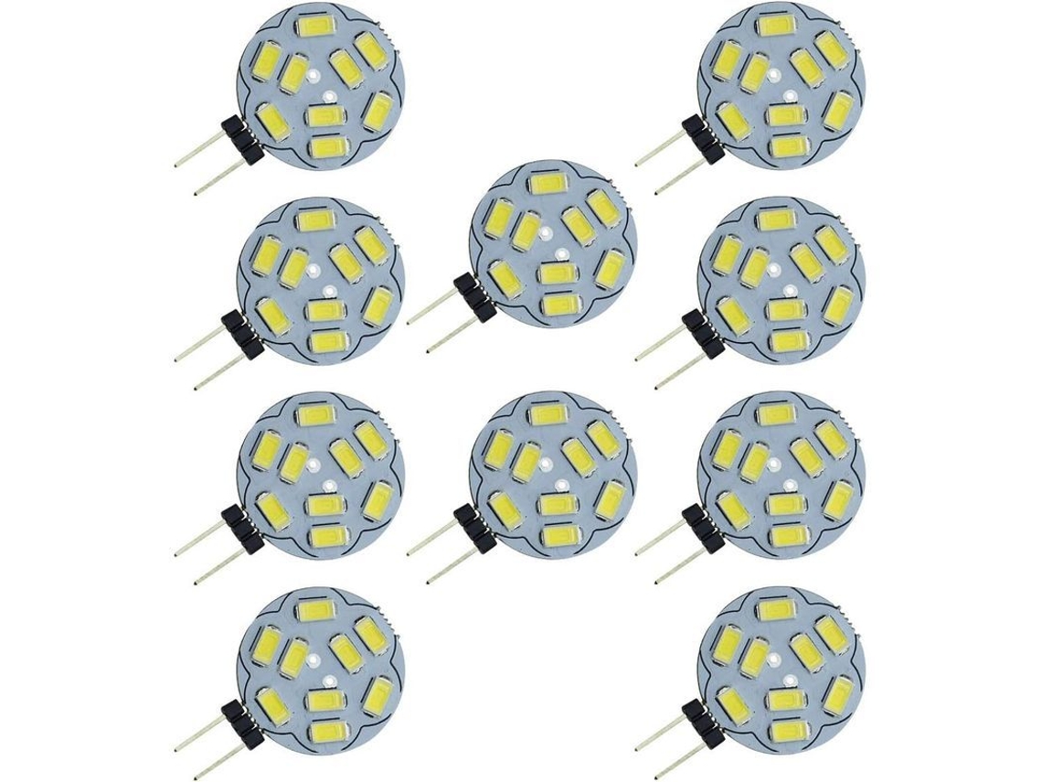 10 Bombillas Led G4 9 Smd 5730 12v Ac/dc 2w (reemplazan Bombillas Halógenas De 20w, Color Blanco)