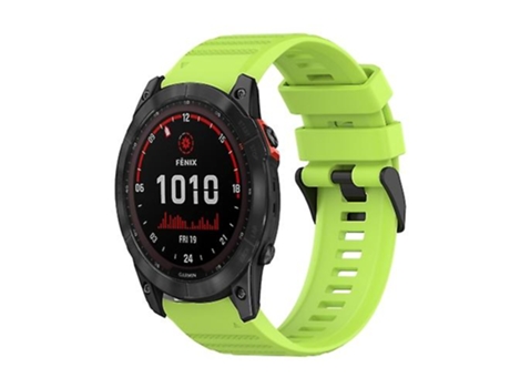 Correa para Garmin Fenix 7x26 mm Correa de reloj de silicona con textura horizontal con herramienta de extracción Verde lima VENISYMLIS