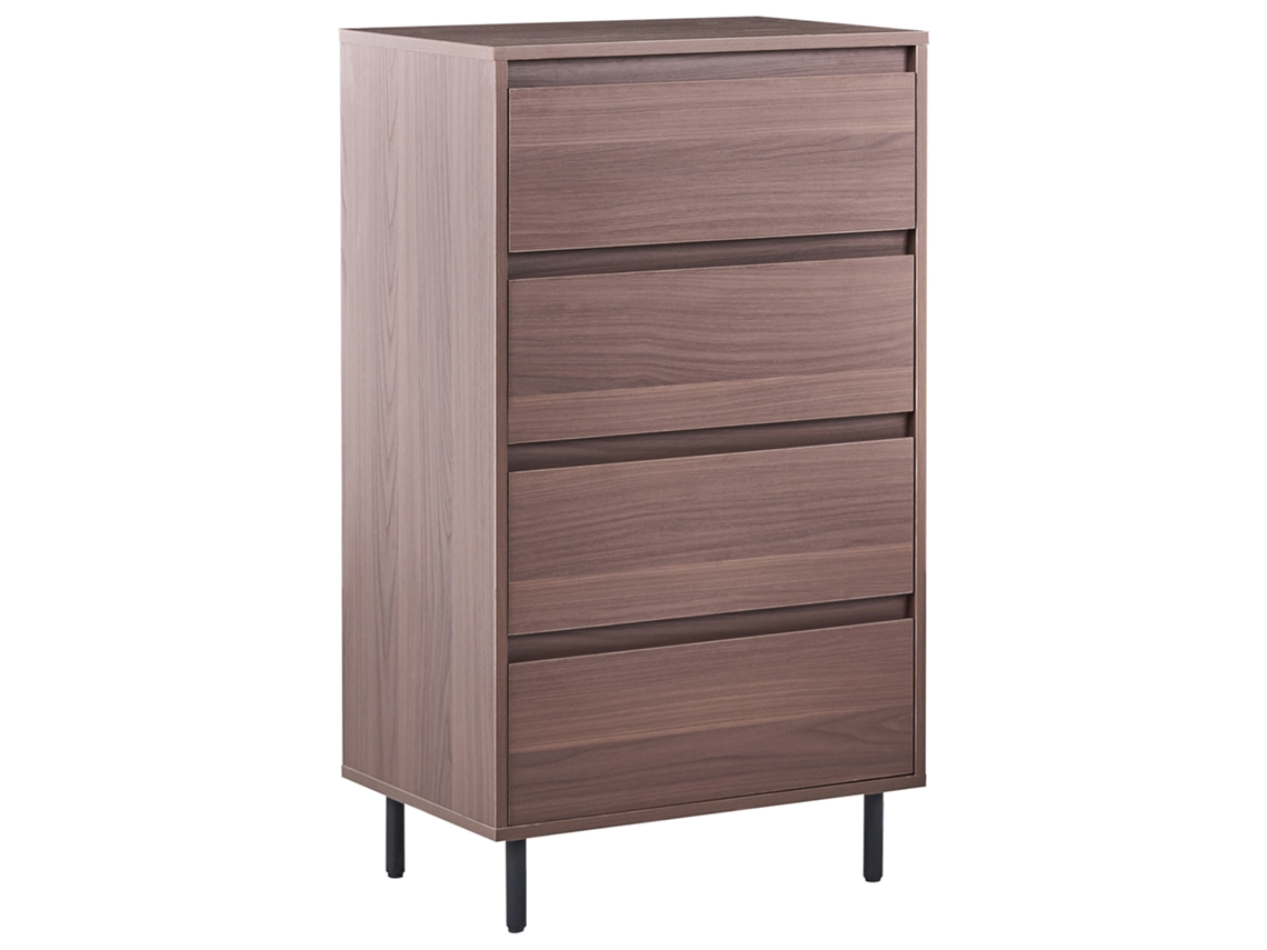Cómoda alta Beliani Nikea para salón, MDF, aglomerado marrón oscuro, 60x40x104 cm