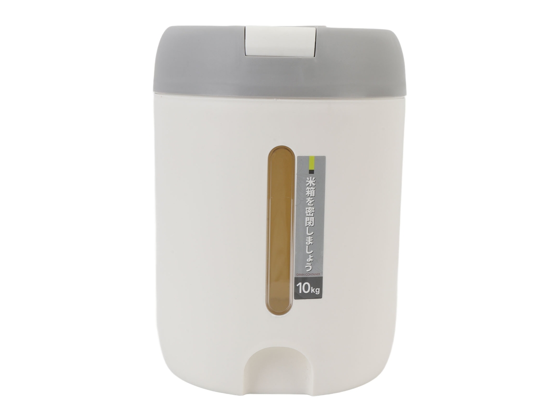 Contenedor Hermético Para Almacenar Arroz, 10 Kg, Tapa A Presión, Plástico Gris Claro, A Prueba De Polvo Y Resistente A La Humedad.