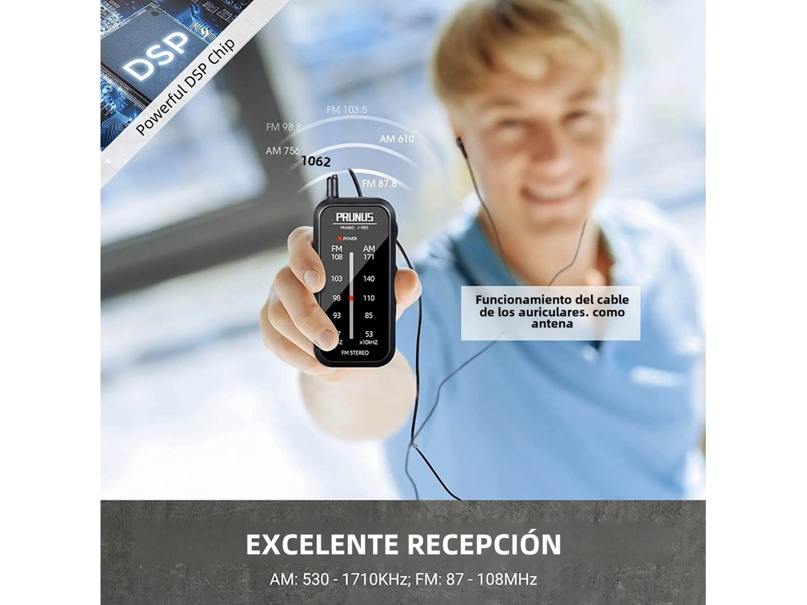 Mini Walkman Portátil Mdug Prunus Am Fm Con Radio De Billetera Con Estéreo Y Auriculares