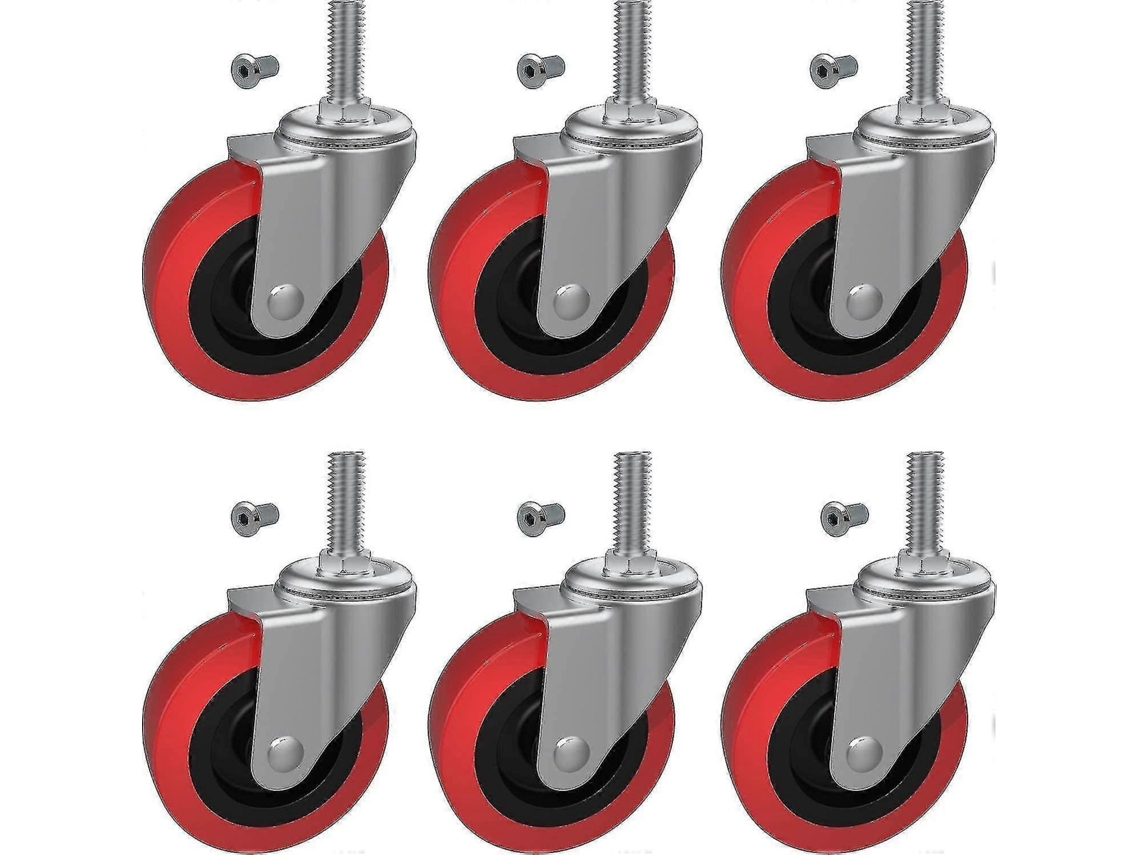 6 Ruedas Giratorias Creeper 2.5 Pulgadas Con Tuerca M10 De Acero Resistente Al Rostro Para Carros Y Sillas