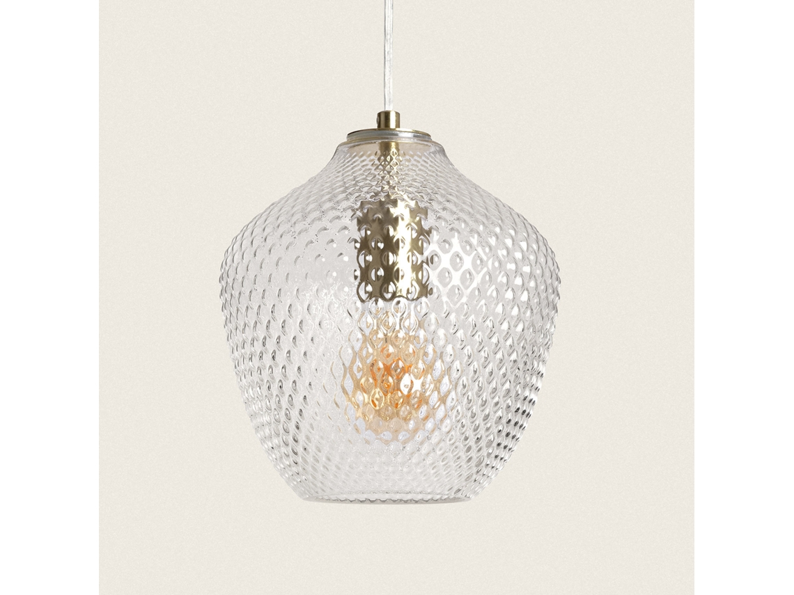 LEDKIA Lámpara Colgante Metal y Cristal Stiklu Dorado