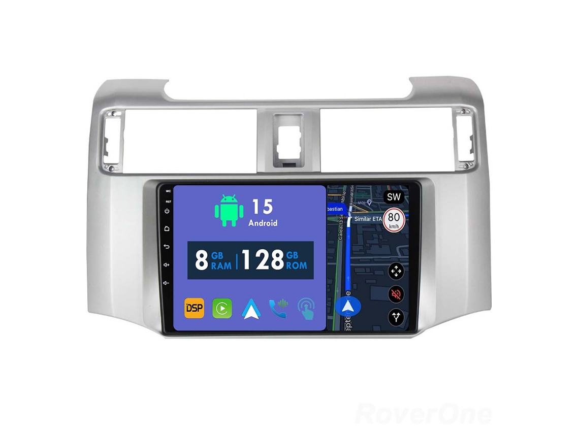 Coche Radio Android Auto Autoradio 8GB RAM 128G ROM CarPlay Navegación GPS Pantalla Táctil RoverOne para Toyota 4Runner 5 N280 2009 - 2020 