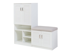 Mueble Zapatero Løten 4 Compartimentos Para 17 Pares 120x120x37 Cm - Blanco en.casa