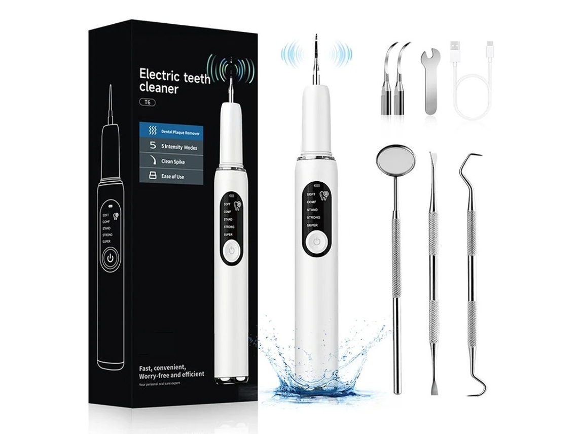 Limpiador dental ultrasónico, eliminador de placa y cálculo, portátil, eléctrico, para el hogar, Yizhood T6, blanco