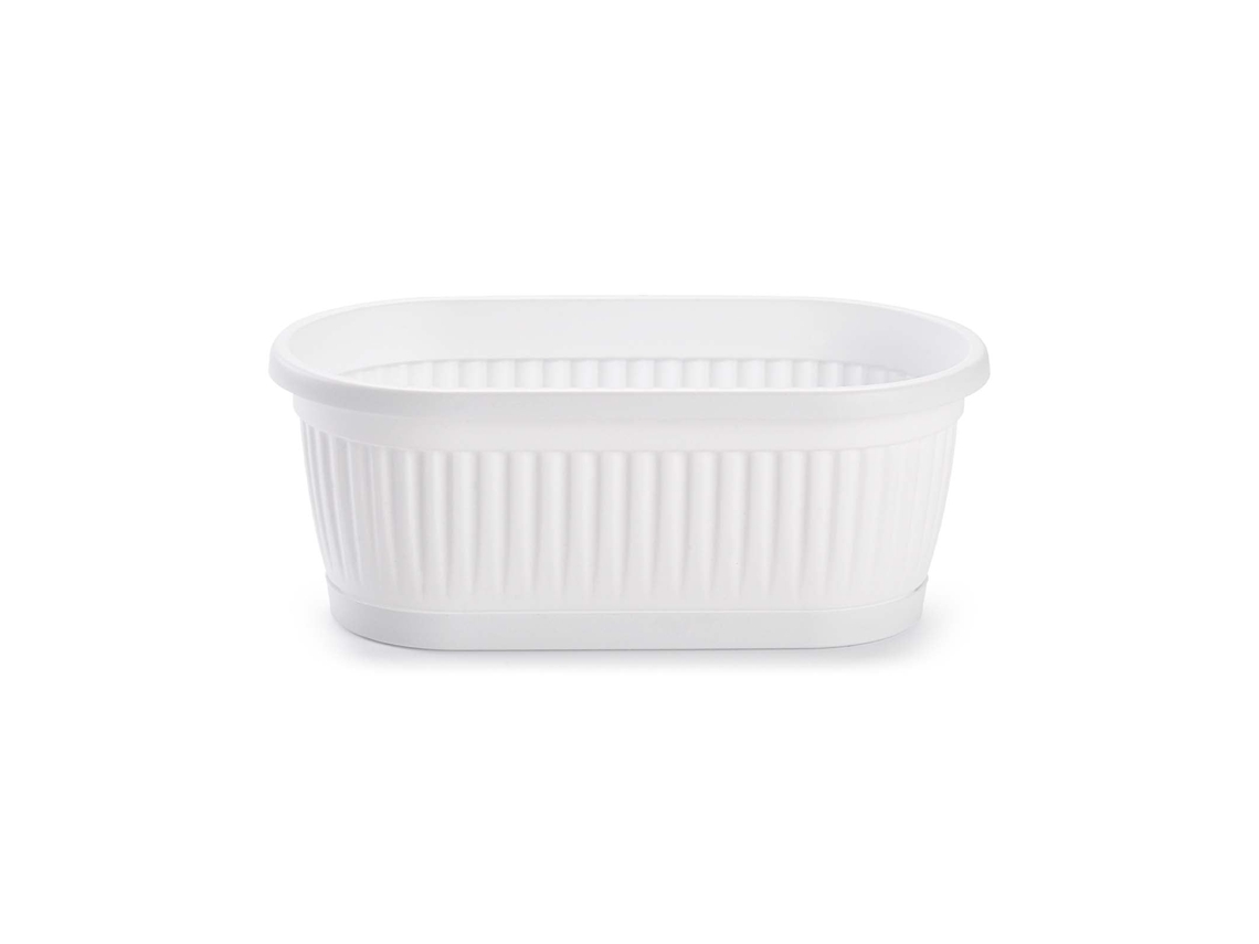 Jardinera Rectangular 22 Cm Con Plato Integrado Blanco PLASTIC FORTE