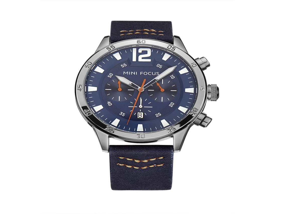 Reloj Hombre De Aleación Analógico De Cuarzo Con Dial Redondo Moda Mini Focus (azul Blanco)