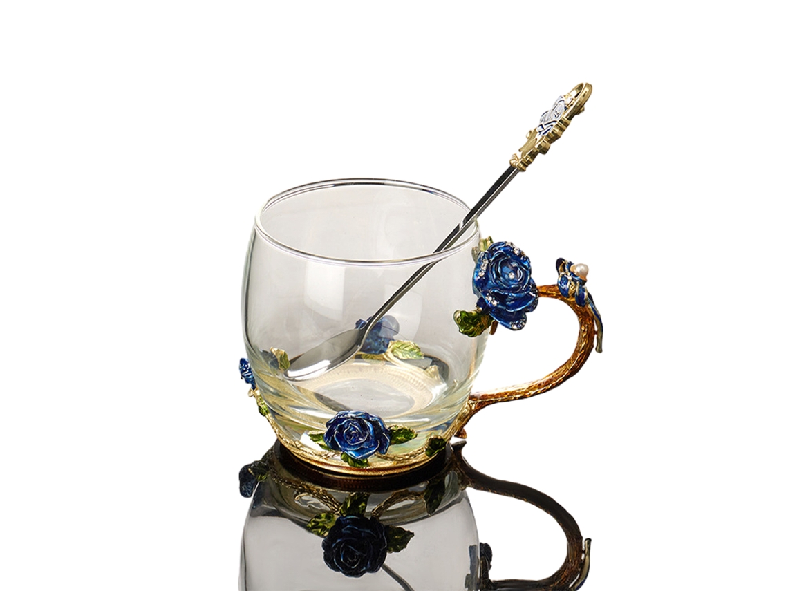 Juego de taza y cuchara de té de cristal, ideal para regalar. NEVEANCE