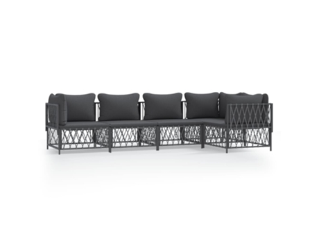 Conjunto 5 de muebles de jardín VIDAXL con cojines acero antracita