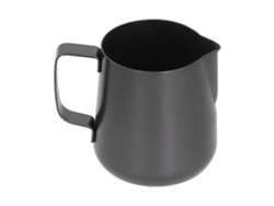 Jarra para espumar leche gruesa de acero inoxidable con pico puntiagudo, 350 ml, color negro