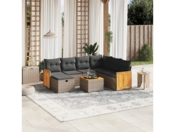 Conjunto de sofás de jardín de 8 piezas DKD Home Decor con cojines de mimbre gris