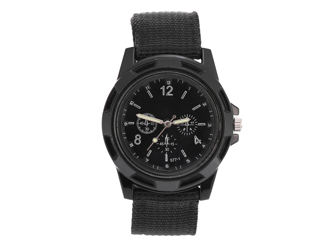 Reloj De Pulsera Militar Electrónico Analógico Con Correa Redonda De Nailon Negro.