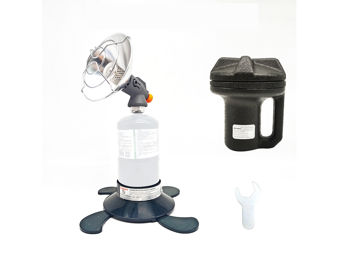 Calentador Portátil De Gas Propano Para Tiendas De Campaña Y Camping Con Regulador De Temperatura Y Base.