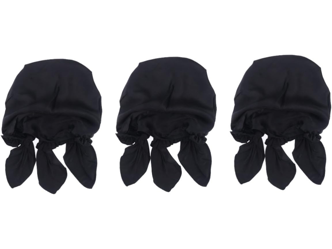 Juego de 6 gorros de dormir de seda suaves y elásticos que preservan la hidratación del cabello.
