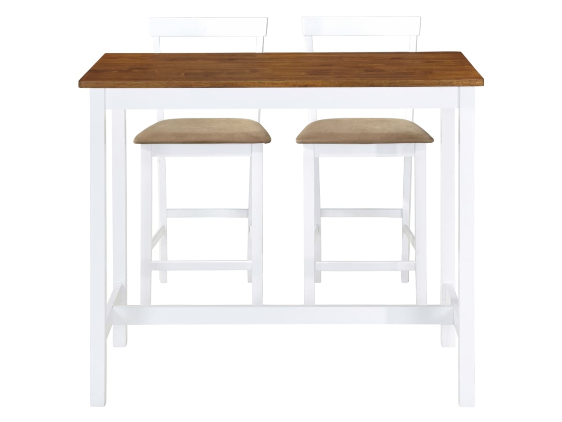 Maison Exclusive - Set Mesa Y Sillas De Bar 3 Piezas Madera Maciza Marrón Y Blanco