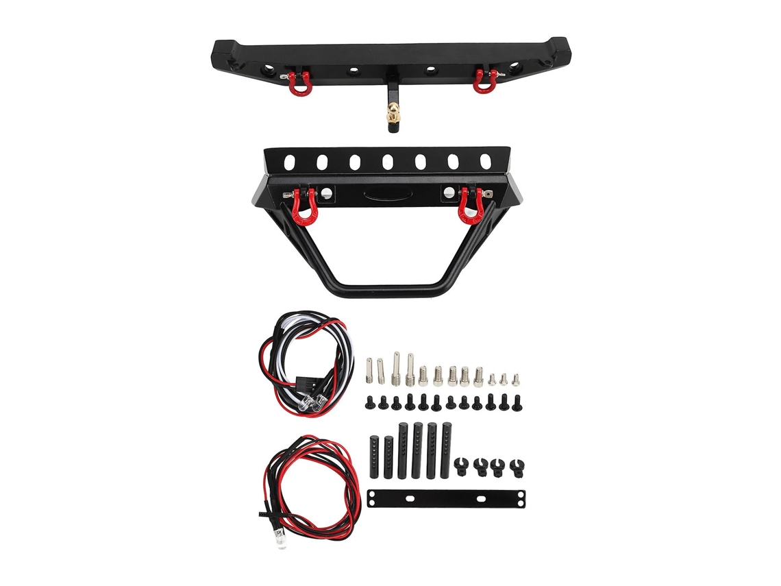 Parachoques metálico Qukaim RC para Axial SCX10 90046 SCX10 III Axi03007 con soporte para cabrestante y luces LED de Vayotoy