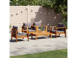 Conjunto de sofás de jardín de 5 piezas DKD Home Decor con cojines de acacia maciza