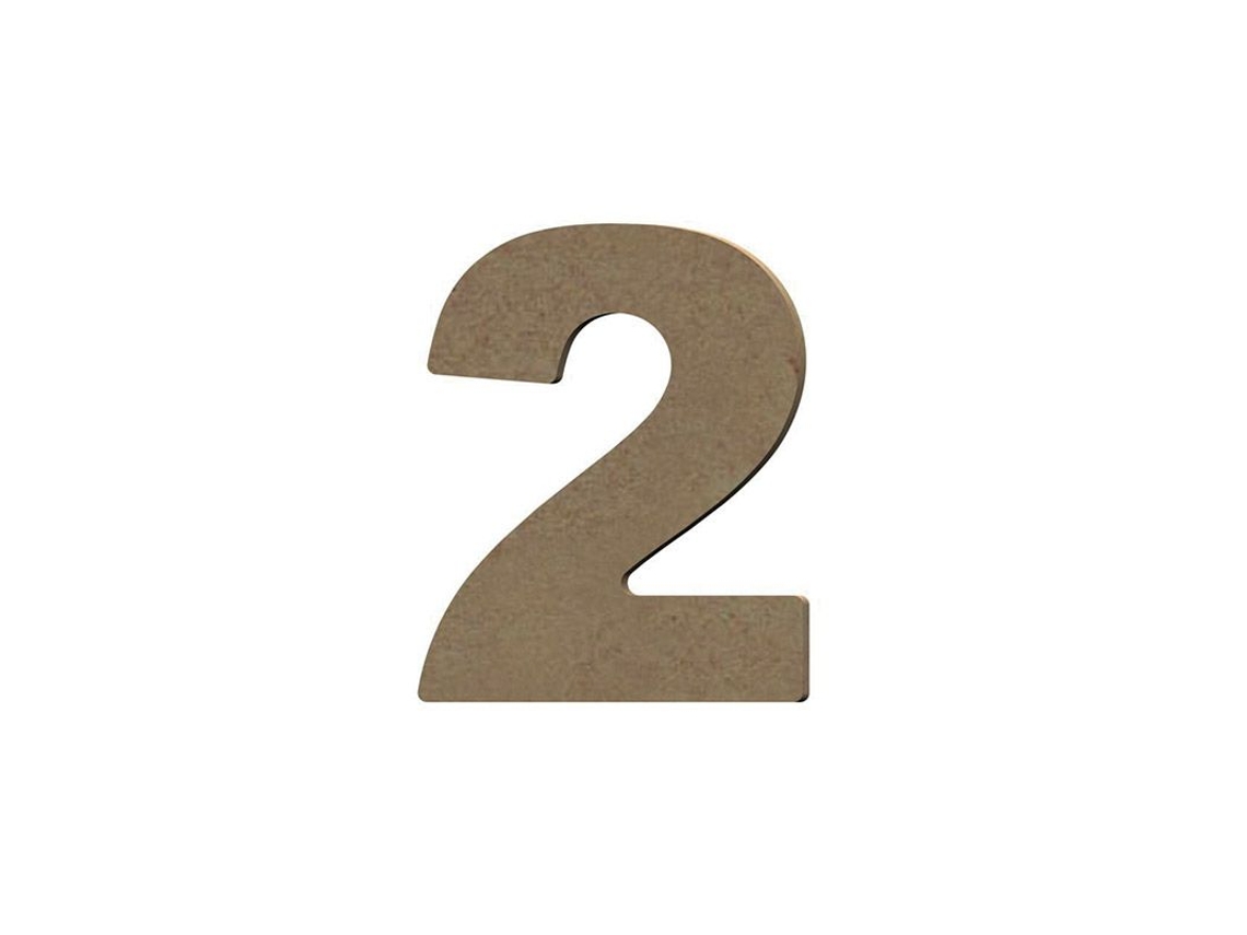 Número 2 de madera MDF para decoración - 8 cm
