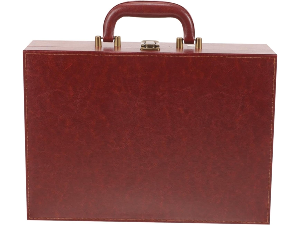 Caja De Llaves Mediana En Piel Sintética Marrón Rojiza, Caja De Almacenamiento Segura Con Asa.