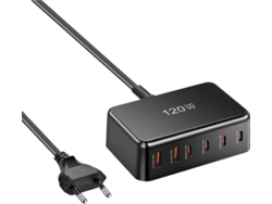 Cargador Portátil Rápido De 120 W Y 6 Puertos Para Portátiles Y Otros Usuarios.