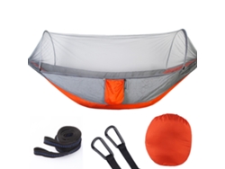 Hamaca Portátil Individual Con Mosquitera, Adecuada Para Mochileros Y Campamentos Al Aire Libre (250x120 Cm) Naranja Grisáceo Siurn