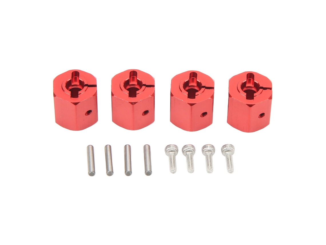 4 Adaptadores Hexagonales De Aluminio De 12 Mm Para Coches Rc A Escala 1/10 Axial Scx10 90046 D90 Tamiya Mst Rojo