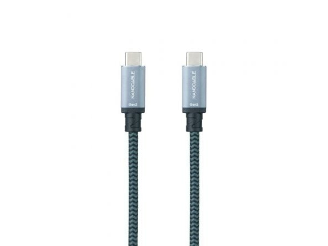 Cable Usb 3.2 Nanocable 10.01.4103-Comb/ Usb Tipo-C Macho Usb Tipo-C Macho/ Hasta 100W/ 20Gbps/ 3M/ Gris Y Negro NANOCABLE