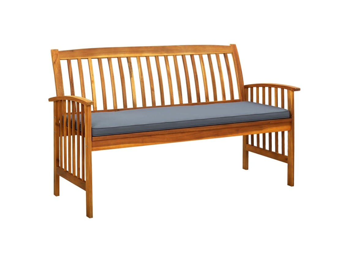 Lovely Home Banco de Jardín con Cojín 147 Cm Madera de Acacia Maciza