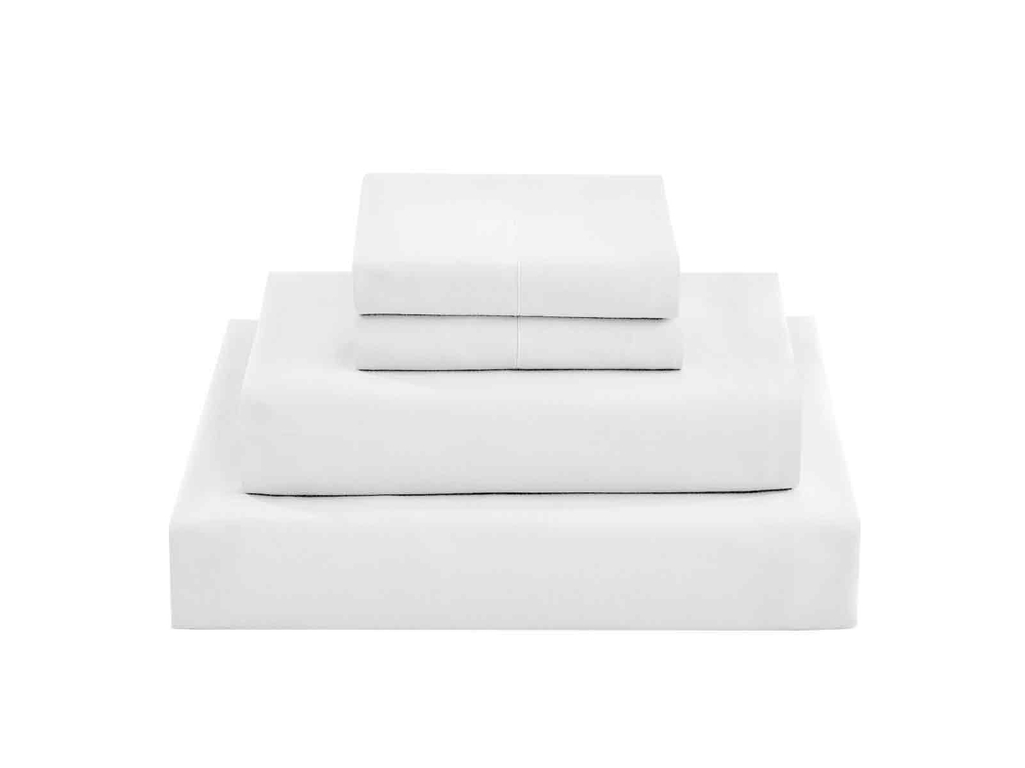 TRUYUETY Jogos De Lençóis Queen 100 Algodão Percal Welhome, 4 Peças Com Bolsos Profundos, 1 Lençol Ajustável, 1 Lençol Plano E 2 Fronhas, Branco