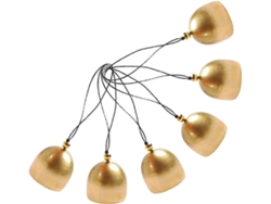 Juego De 6 Mini Campanillas De Latón Hechas A Mano Con Cordón Negro.