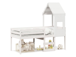 Cama Alta Con Techo 75x190 Cm Pino Macizo Blanco Dkd Home Decor