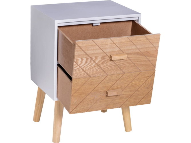 Mesita De Noche homcom 831216v01 40 30 555 cm blanco 40x30x555 mdf y madera maciza con 2 comoda cajonera mesilla 40x30x55.5cm