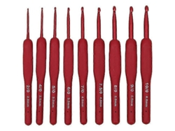 Aguja De Ganchillo Tulip Etimo Roja Con Agarre Cómodo, Punta Suave, 15 Tamaños (8,9 Cm), 1 Paquete