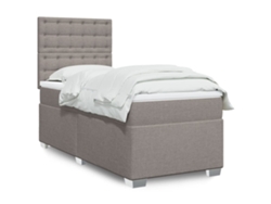 Cama Box Spring Con Colchón Tela Gris Taupe 90x190 Cm