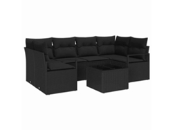 Maison Exclusive - Conjunto De Sofá De Jardín Con Cojín Manual 7 Pcs Negro