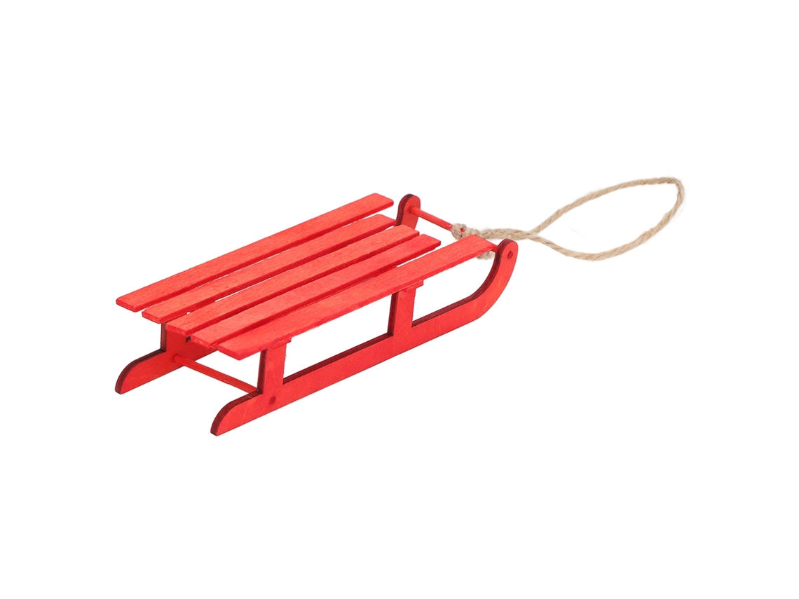 Trineo De Madera En Miniatura, Accesorio Decorativo Para Casa De Muñecas - Rojo