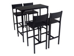 Conjunto de mesa de bar negra con 4 taburetes, modelo Lignano de Yelloo