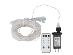 Guirnalda de luces LED transparentes, modelo 2026, 23 m, 200 LED, con mando a distancia, luz blanca cálida, ideal para decoración exterior, fiestas y días festivos.