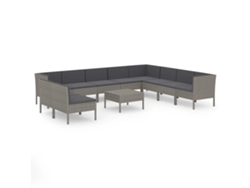 Maison Exclusive - Set De Muebles De Jardín 11 Pzas Y Cojines Ratán Sintético Gris