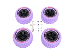 Set De Neumáticos Llanta Rc 12mm Hex 3.26x1.67 Pulgadas Terreno Barro Para Coche Crawler Camión 1/14 1/16 Morado