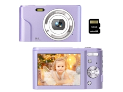Cámara fotos digital infantil compacta SZSMART DC311AF Nivel de entrada Regalo de cámara para estudiantes niños 48MP HD resolución Pantalla de 2,4 pulgadas + 128GB - Violeta pálido