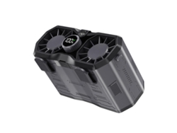 Ventilador de cintura con ajuste continuo, LED recargable con función de carga para teléfono | Sin marca