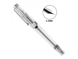 2026rebe-pluma Fountain Transparente Con Pistón Tinta Larga Capacidad Punto Ef/f 0.38/0.5mm Regalo Escritura Suave Tamaño De Plata 0.38mm