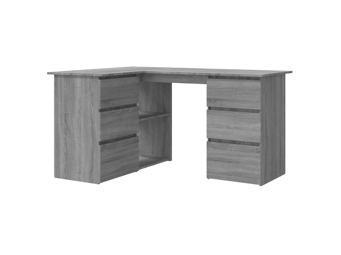 Escritorio esquinero MAISON EXCLUSIVE en madera gris, Sonoma (145 x 100 x 76 cm)