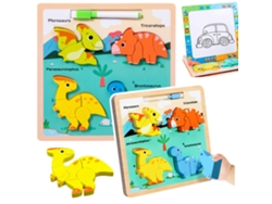 Rompecabezas de madera 2 en 1 con marcadores educativos de dinosaurios B.active