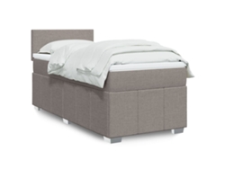 Cama Box Spring Con Colchón Tela Gris Taupe 80x200 Cm