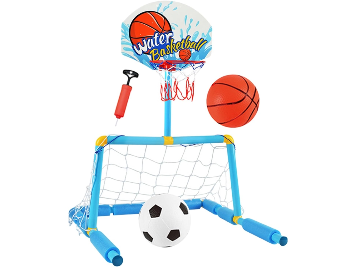Canasta de baloncesto para piscina, juego acuático 2 en 1 con portería de fútbol, juguete interactivo de Ba Vayotoy