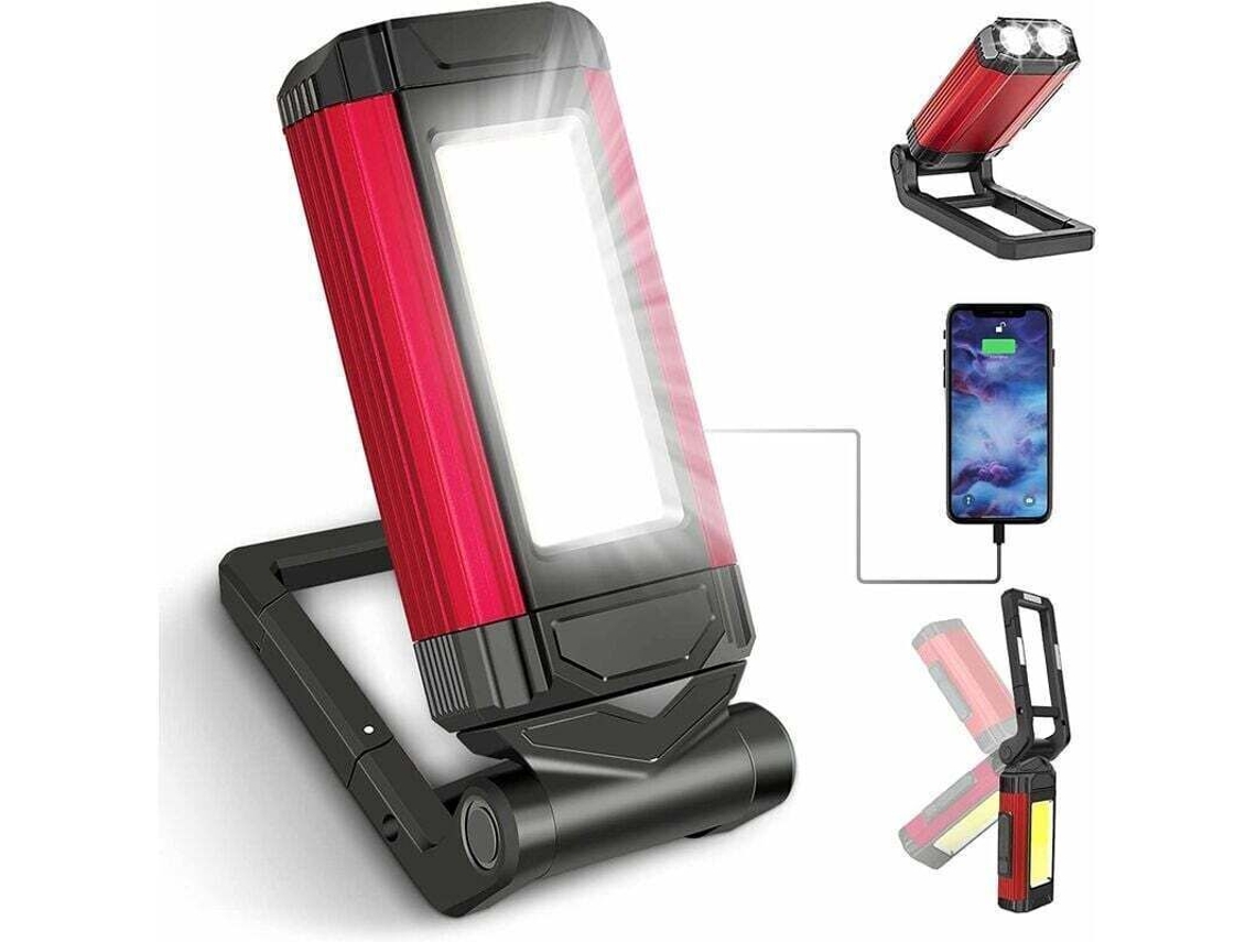 Linterna De Trabajo Roja Recargable Y Potente Con 7 Modos De Iluminación.