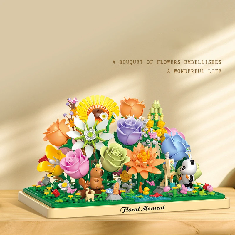 Flores De Jardín Románticas Creativas, Rosas Para Construir, Girasoles, Orquídeas, Mini Bloques De Construcción, Regalos Para Niñas.